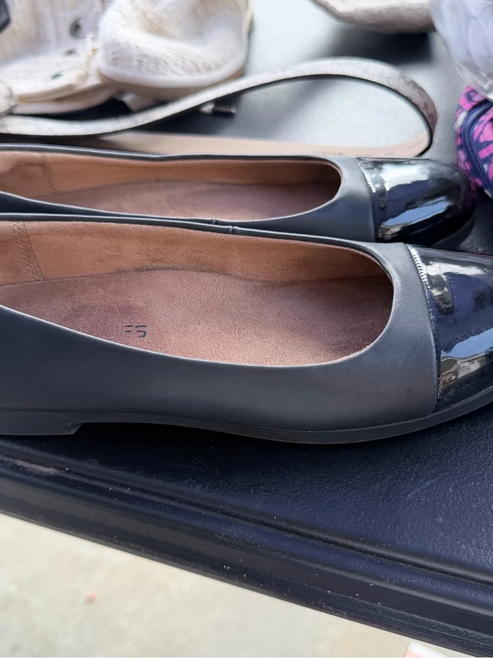 Shoes For Crews Women's Black Two-Tone Cap-Toe Flats